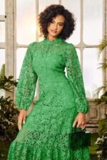 Joa Embroidered Lace Trimmed Flare Maxi Dress - Image 3