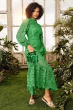 Joa Embroidered Lace Trimmed Flare Maxi Dress - Image 4