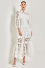 Joa Embroidered Lace Trimmed Flare Maxi Dress - Image 10