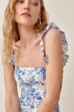 Joa Printed Ruffle Strap Slit Midi Dress - Image 3