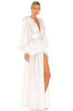 Phoebe V-neck Belted Slit Maxi Dress - Image 5