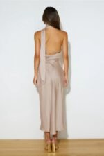 Nad Cowl Halterneck Satin Midi Dress - Image 11