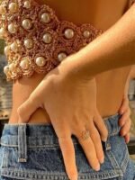 June Crochet Pearl Crop Camisole - Image 3