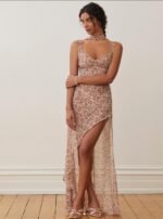 Kay Printed Backless Slit Sheer Maxi Dress - Image 2