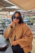 Kimberley Collared Metallic Sequins Jacket - Image 3