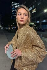 Kimberley Collared Metallic Sequins Jacket - Image 7
