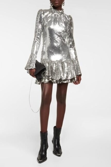 Kristin Ruffle Sequins Mini Dress