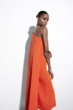 Laura One-shoulder Cape Knit Midi Dress - Image 6