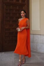 Laura One-shoulder Cape Knit Midi Dress - Image 2