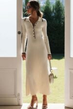 Laurel Button-up Collared Midi Knit Dress - Image 6