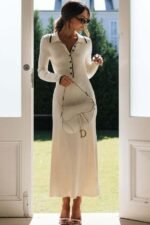 Laurel Button-up Collared Midi Knit Dress - Image 2
