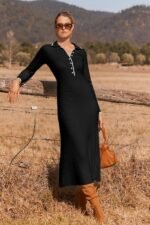 Laurel Button-up Collared Midi Knit Dress - Image 8