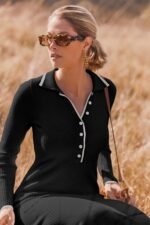 Laurel Button-up Collared Midi Knit Dress - Image 11