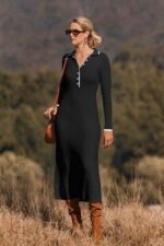 Laurel Button-up Collared Midi Knit Dress - Image 10