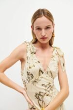 Leila Printed Knotted Flare Maxi Dress - Image 2