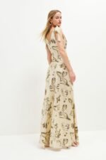Leila Printed Knotted Flare Maxi Dress - Image 3