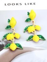Lemon Tree Diamante Drop Earrings - Image 4