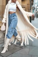 Letitia Belted Tassel Vegan Fur Overcoat - Image 3