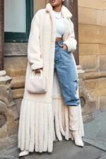 Letitia Belted Tassel Vegan Fur Overcoat