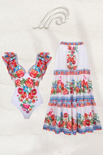 Livia Vintage Floral Printed Two-pieces Swim Set