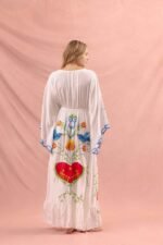 Lola Embroidered V-neck Lace Up Dress - Image 6