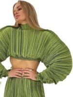 Mabel Plisse Batwing Sleeve Crop Top - Image 3