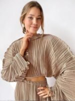 Mabel Plisse Batwing Sleeve Crop Top - Image 2