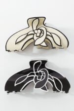 Magnolia Flower Contrast Line Art Hair Claw - Image 2