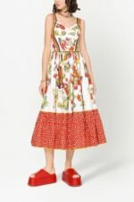 Melissa Printed Flare Strap Midi Dress