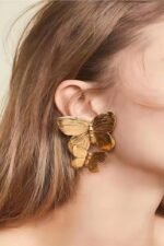 Metal Butterfly Drop Earrings - Image 2
