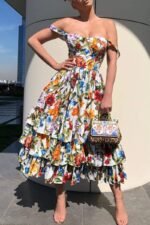 Morgan Floral Printed Tiered Midi Dress - Image 5