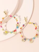 Myra Rainbow Beaded Butterfly Hoop Earrings - Image 2
