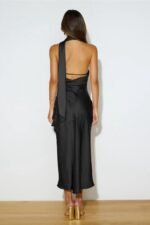 Nad Cowl Halterneck Satin Midi Dress - Image 8