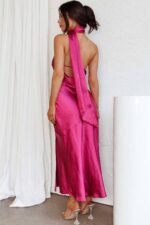 Nad Cowl Halterneck Satin Midi Dress - Image 2