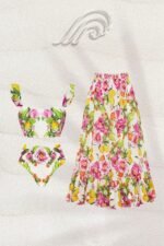 Nate Printed Ruffle Three-pieces Swim Set