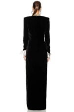Nico V-neck Diamante Slit Velvet Maxi Dress - Image 4