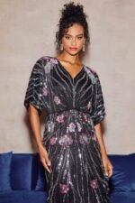 Nina Floral Embroidered Sequins Maxi Dress - Image 2