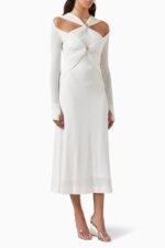 Nita Cut-out Cross Bodice Midi Knit Dress - Image 5