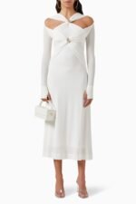 Nita Cut-out Cross Bodice Midi Knit Dress - Image 6