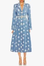 Nita Lace Embroidered Pearl Belted Coat