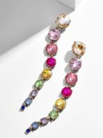 Odelia Rainbow Diamante Chain Earrings - Image 3