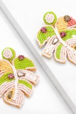 Palm Leave Beaded Earrings - Image 2
