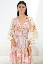 Elvira Printed Shirred V-neck Tiered Maxi Dress - Image 3