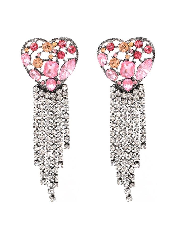 puzzle-heart-diamante-tassel-earrings-sa0020516106-pink-sunfere-905228 Puzzle Heart Diamante Tassel Earrings - Image 1