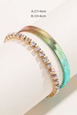 Rainbow Gradient Flat Snake Chain Bracelet - Image 4