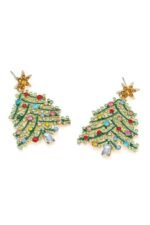 Rhinestone Christmas Tree Drop Earrings - Image 3