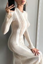 Ruth Splicing Textured Knit Maxi Dress - Image 5