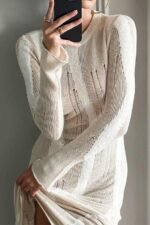 Ruth Splicing Textured Knit Maxi Dress - Image 4