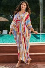 Sibley Abstract V-neck Maxi Kaftan