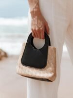 Sigrid Leather Straw Tote Bag - Image 2